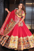 red  colour chaniya choli f0r garba