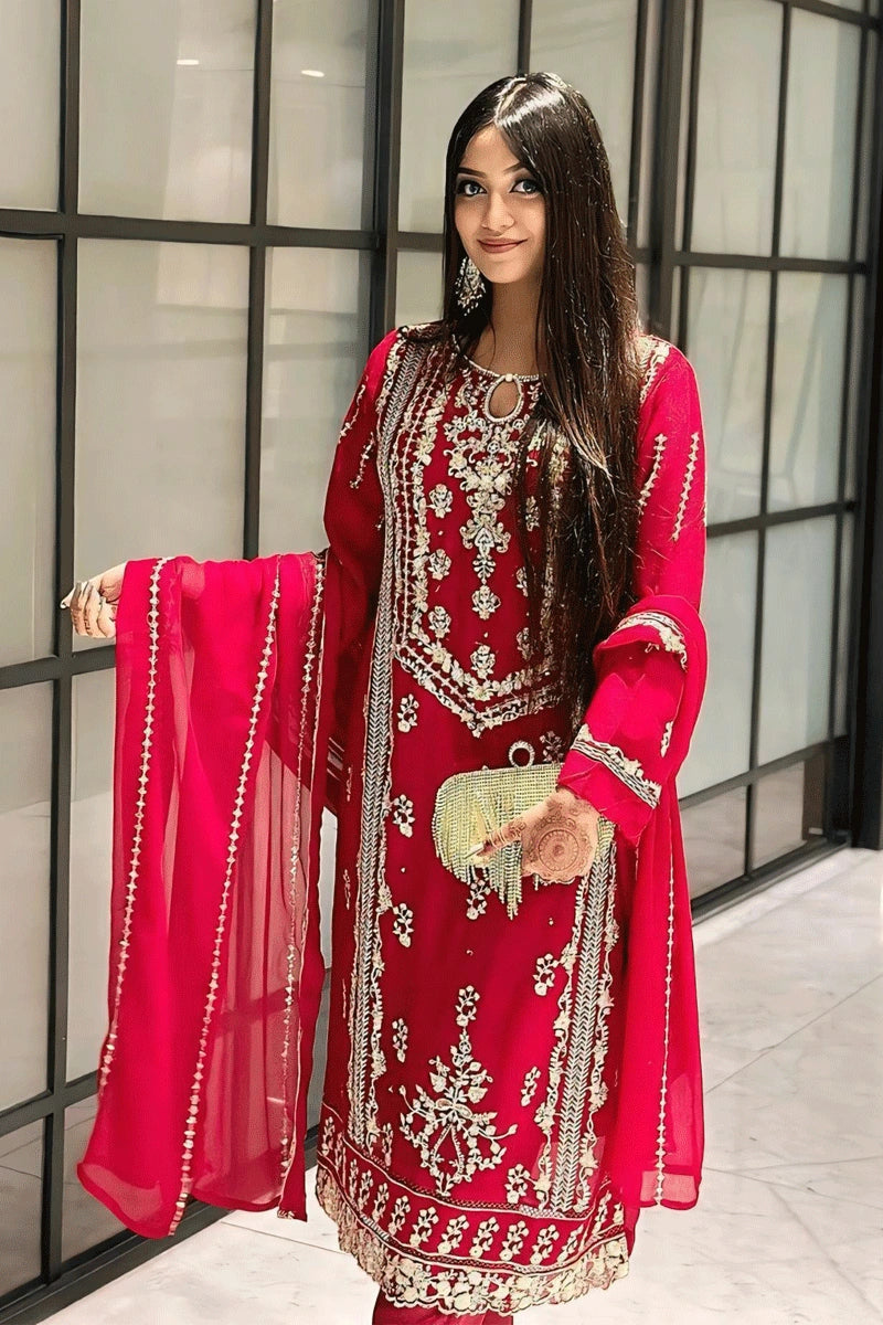 red colour dress for karwa chauth