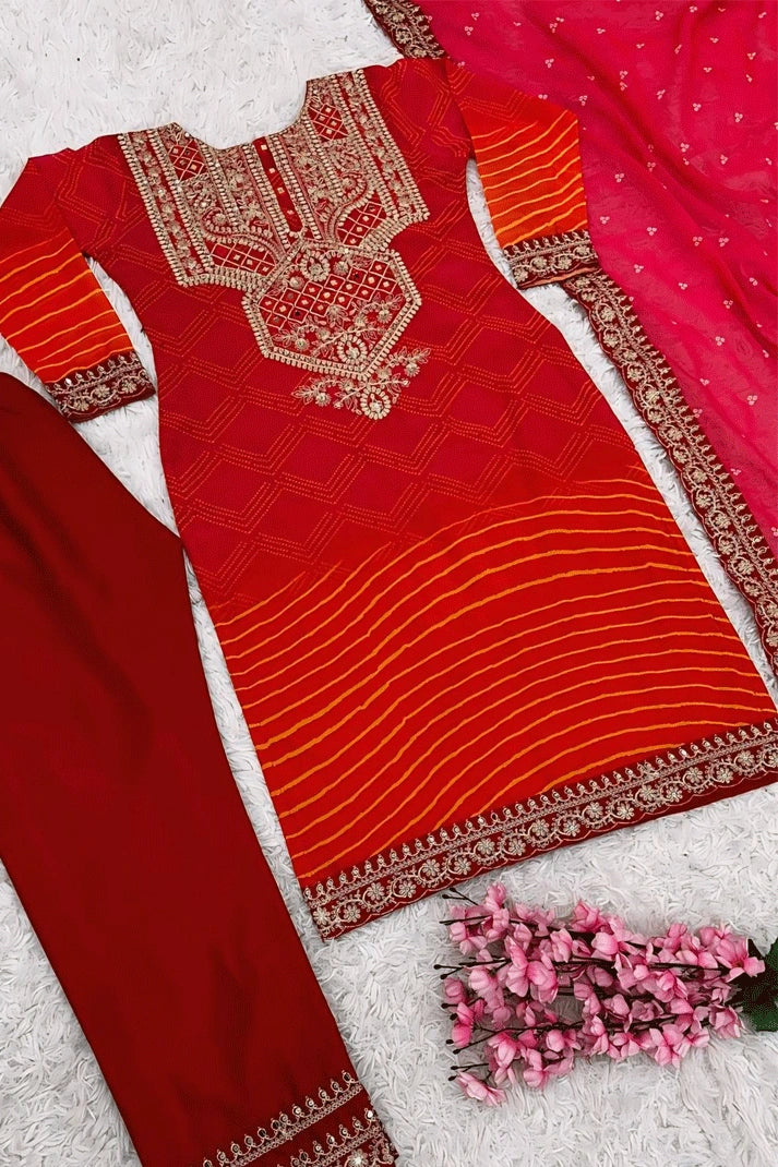 red pink sharara suit for karwa chauth