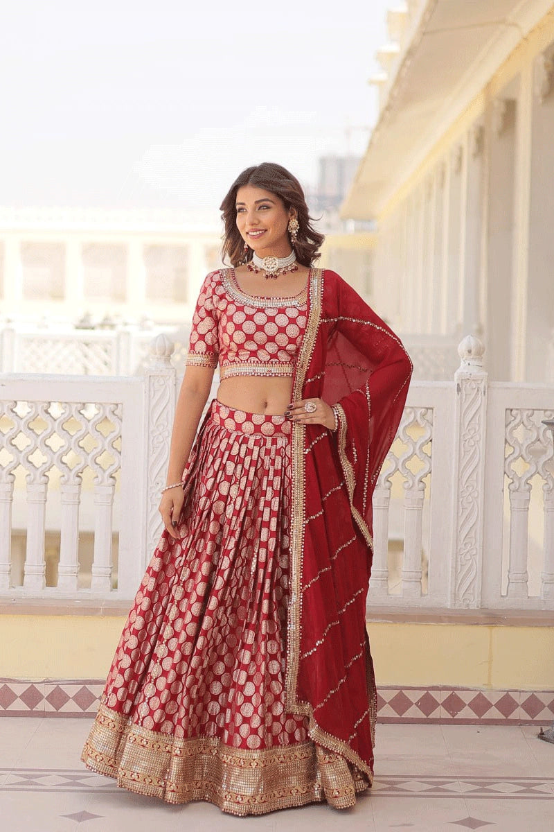 red colour lehenga choli for marriage