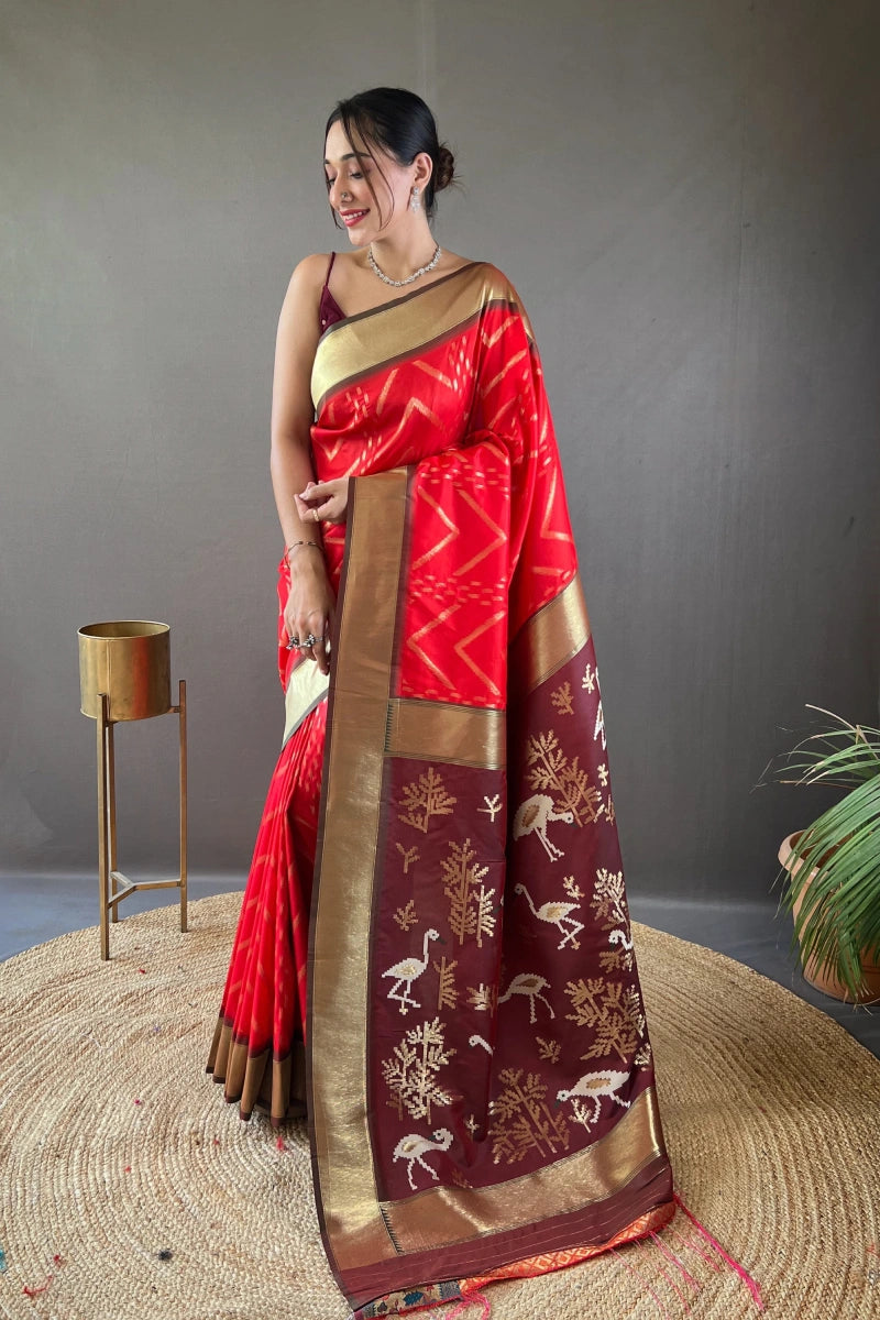 red colour silk saree for wedding 