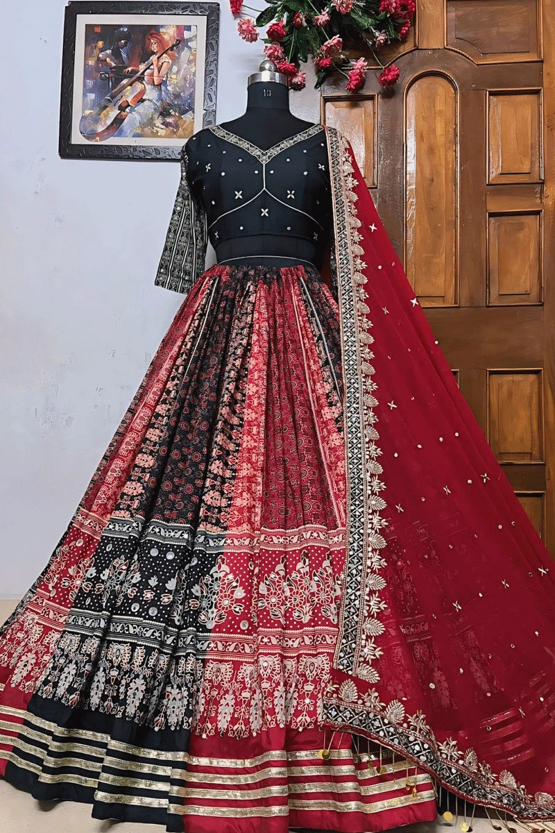 red lehenga choli with red dupatta for navratri