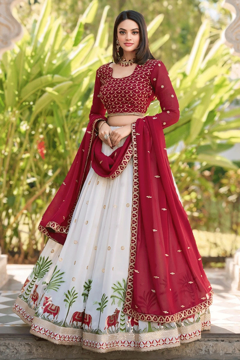 red lehenga for bridal sister