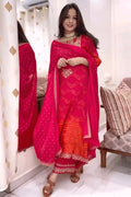 red pink sharara suit for karwa chauth
