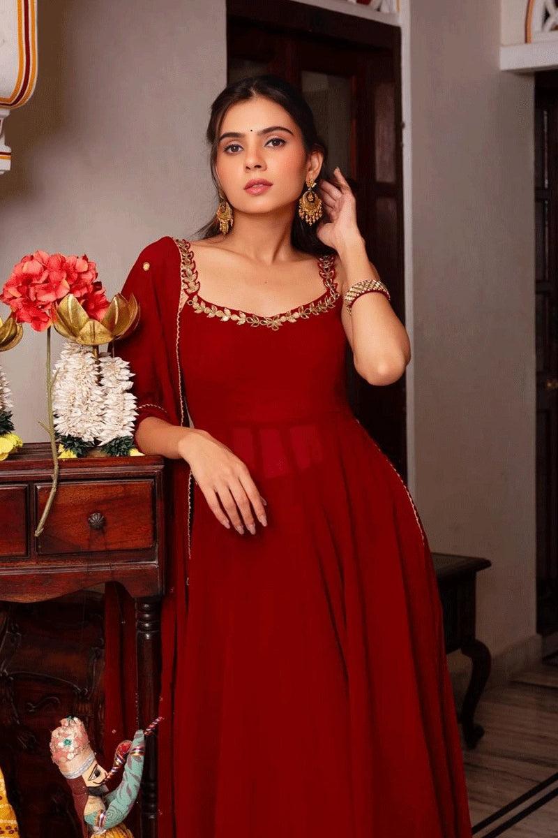 designer red plazo suit