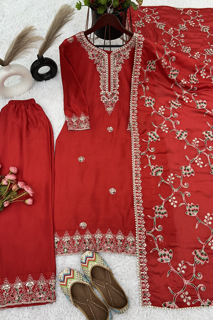 red colour sharara suit for karwa chauth