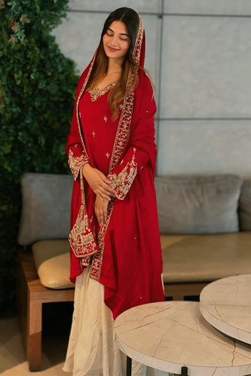 red sharara suit for eid