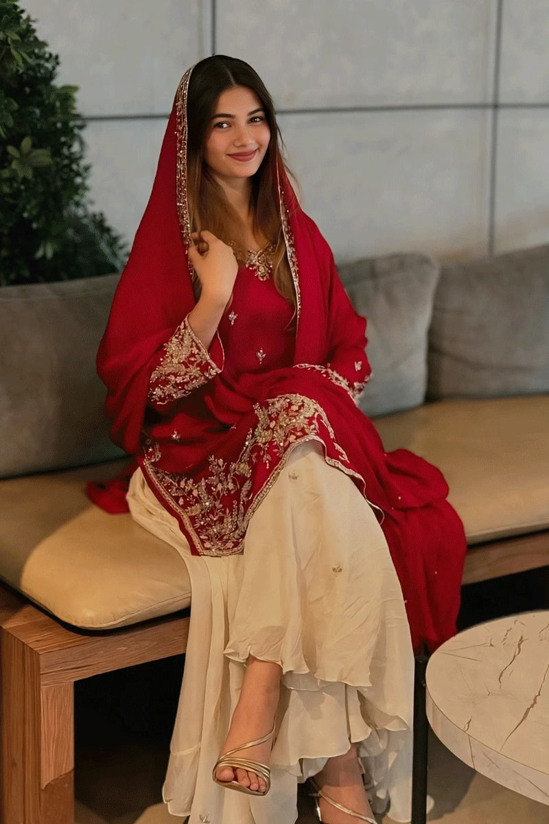 red sharara suit for eid