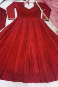 red fully flared gown