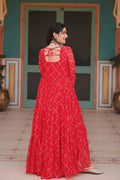 red new bandhani gown