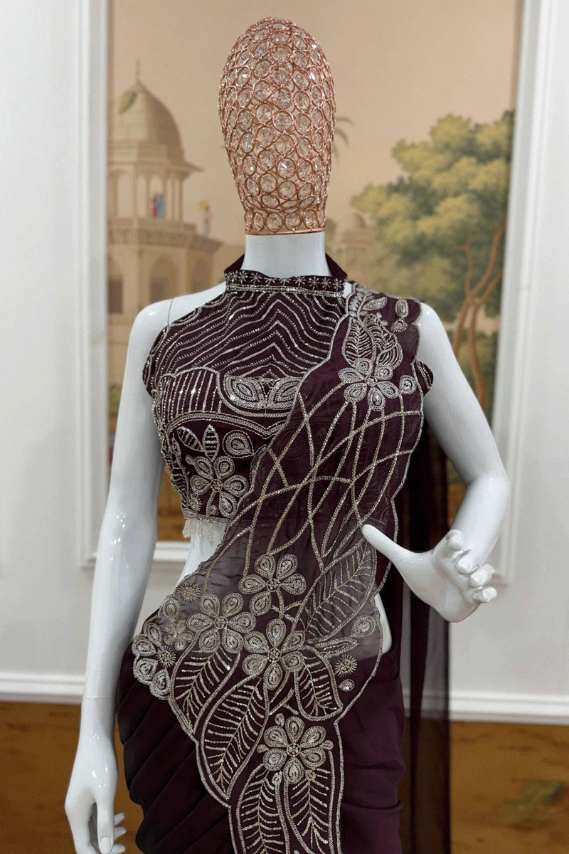 rendy pre draped saree