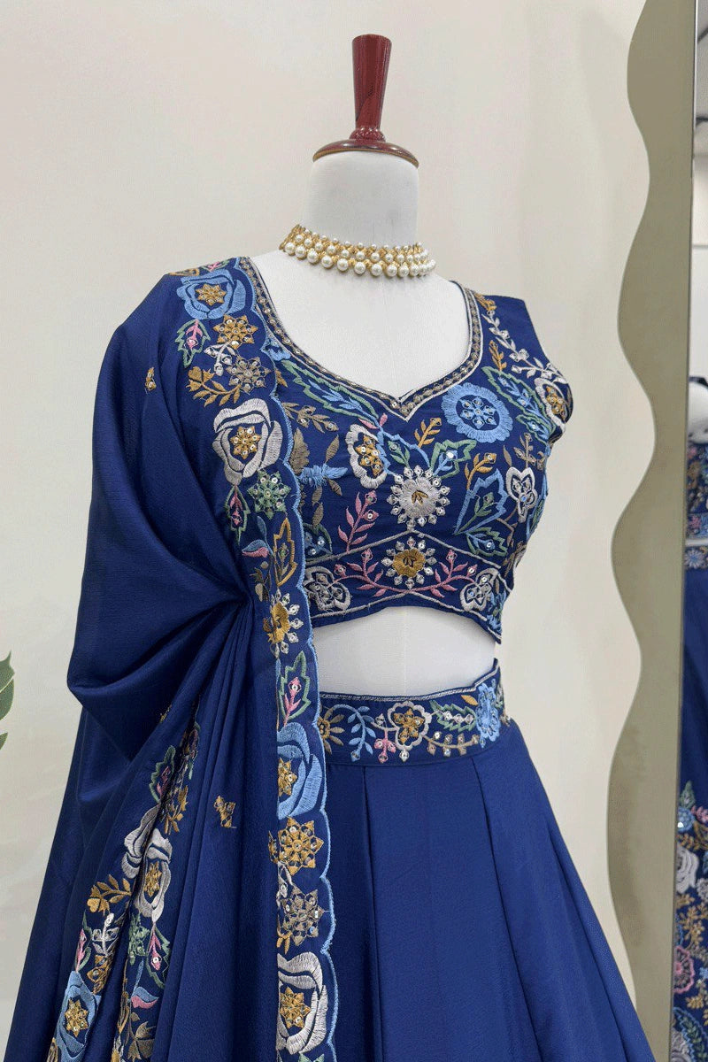 royal blue lehenga for reception function