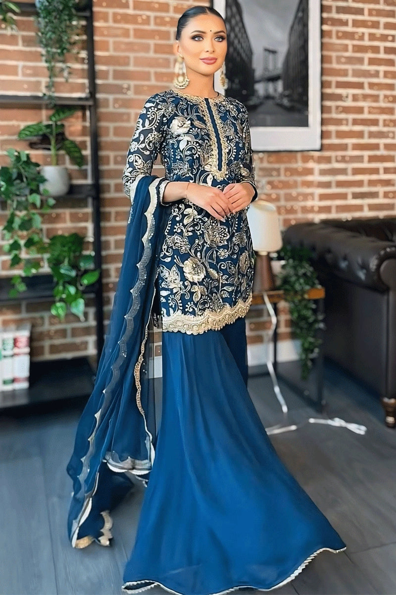 royal blue sharara suit