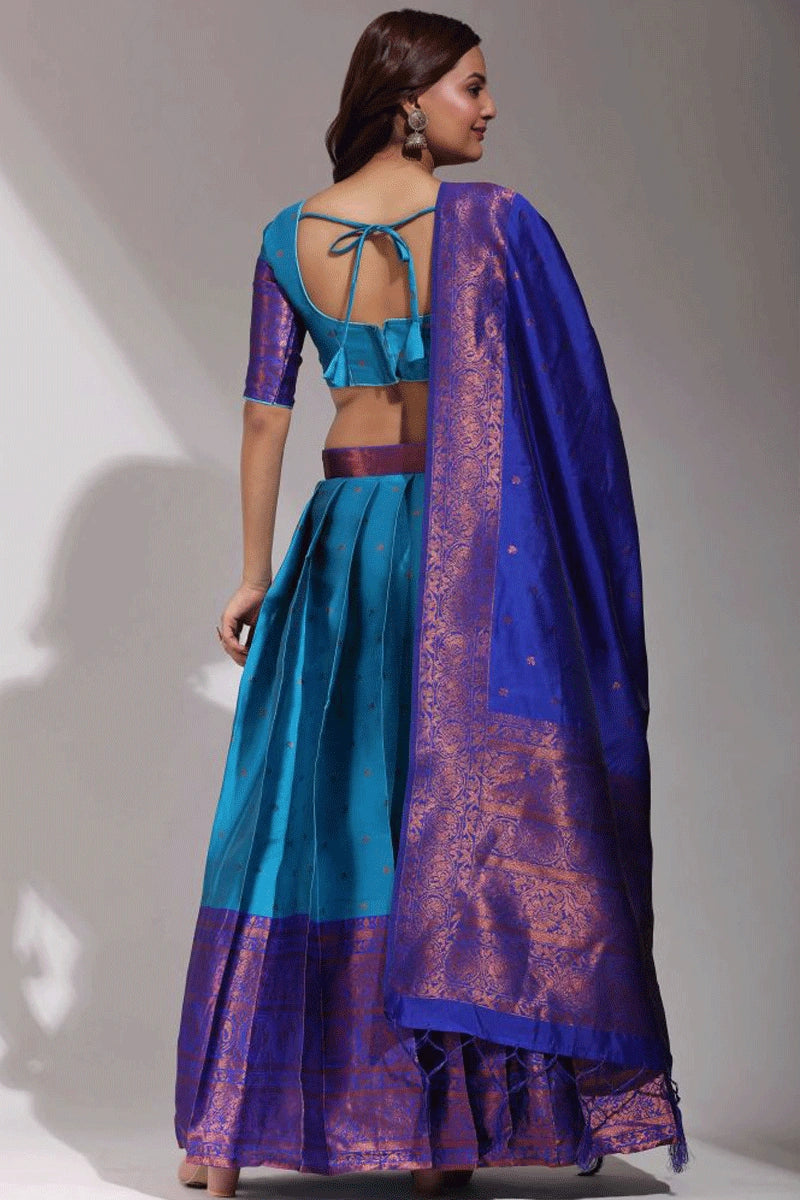 royal blue half saree for women