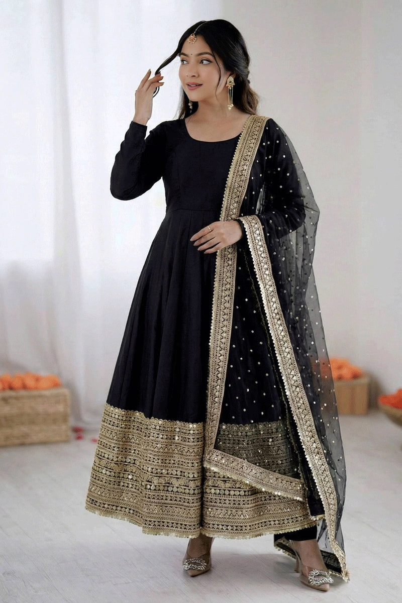 sangeet special black anarkali gown
