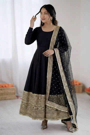 sangeet special black anarkali gown