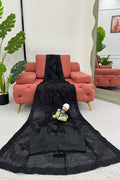 sequence black saree for reception