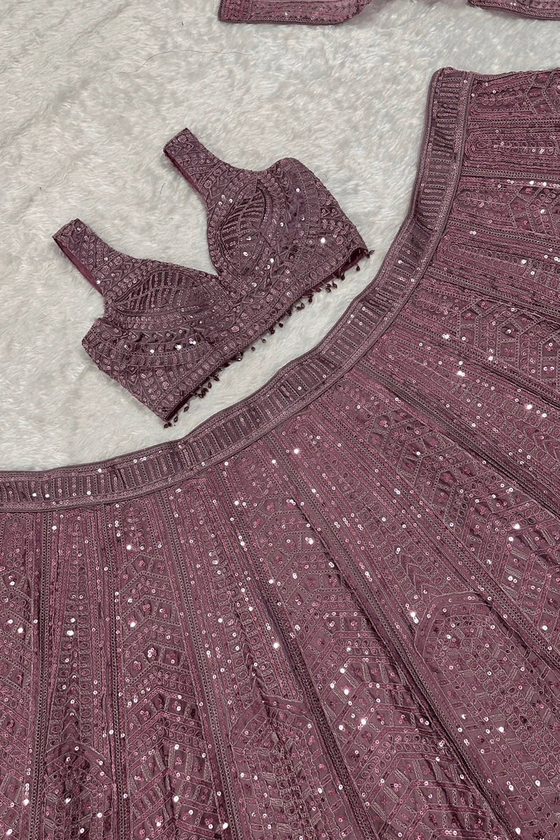 sequin lehenga for bride sister