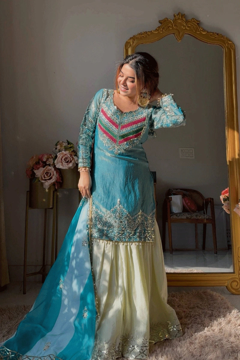 heavy embroidery sequin plazo dress