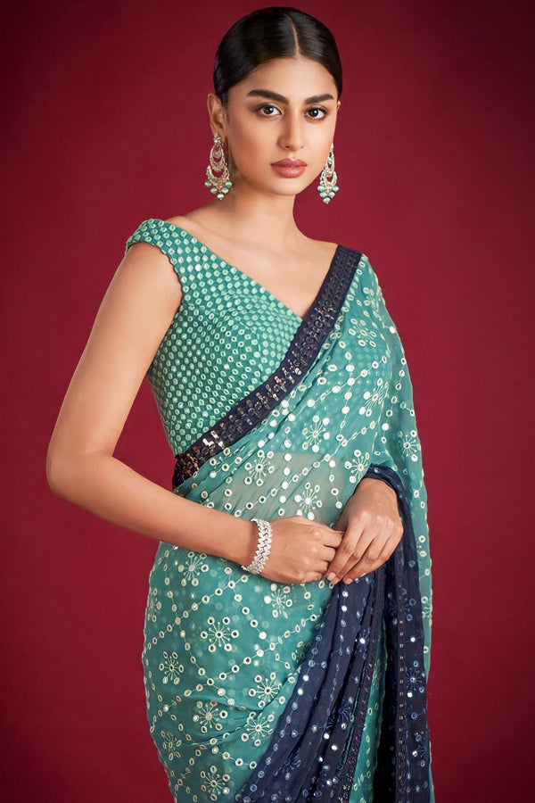 New Pista Green Saree For Women With Price - Anaya Designer Studio