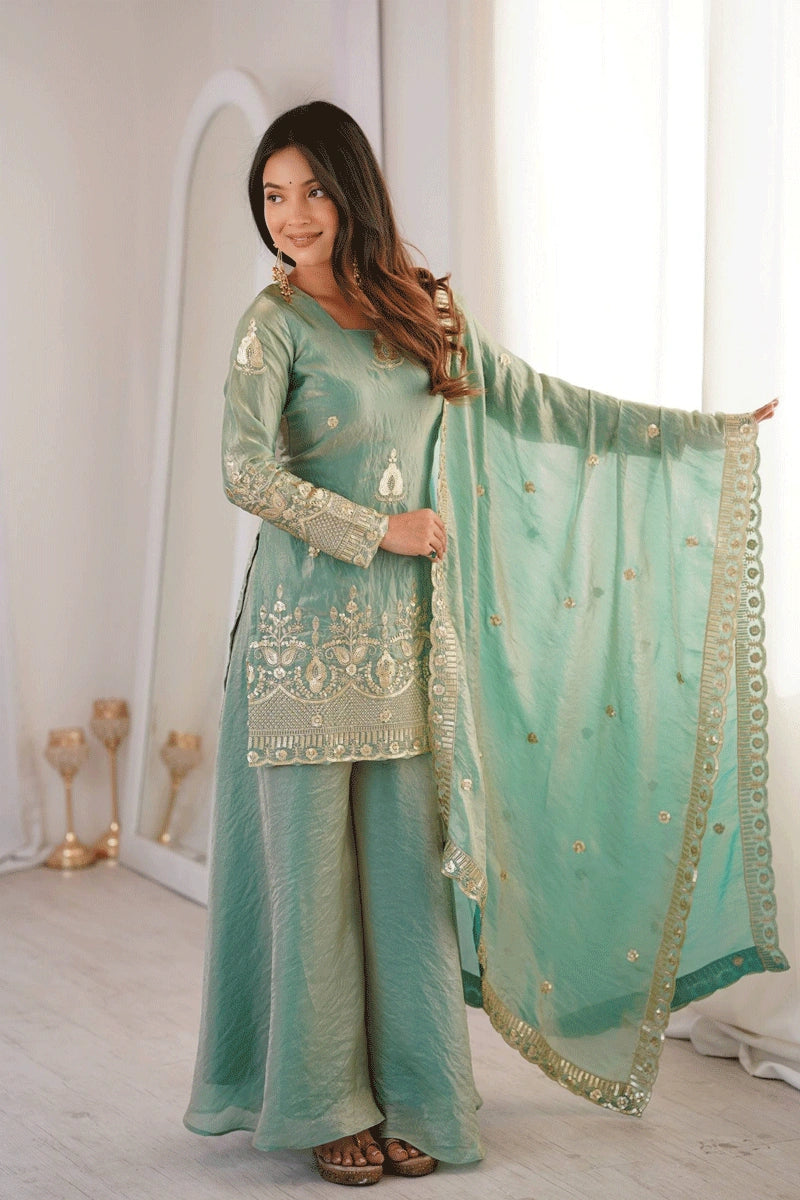 full sleeves sharara palazzo set