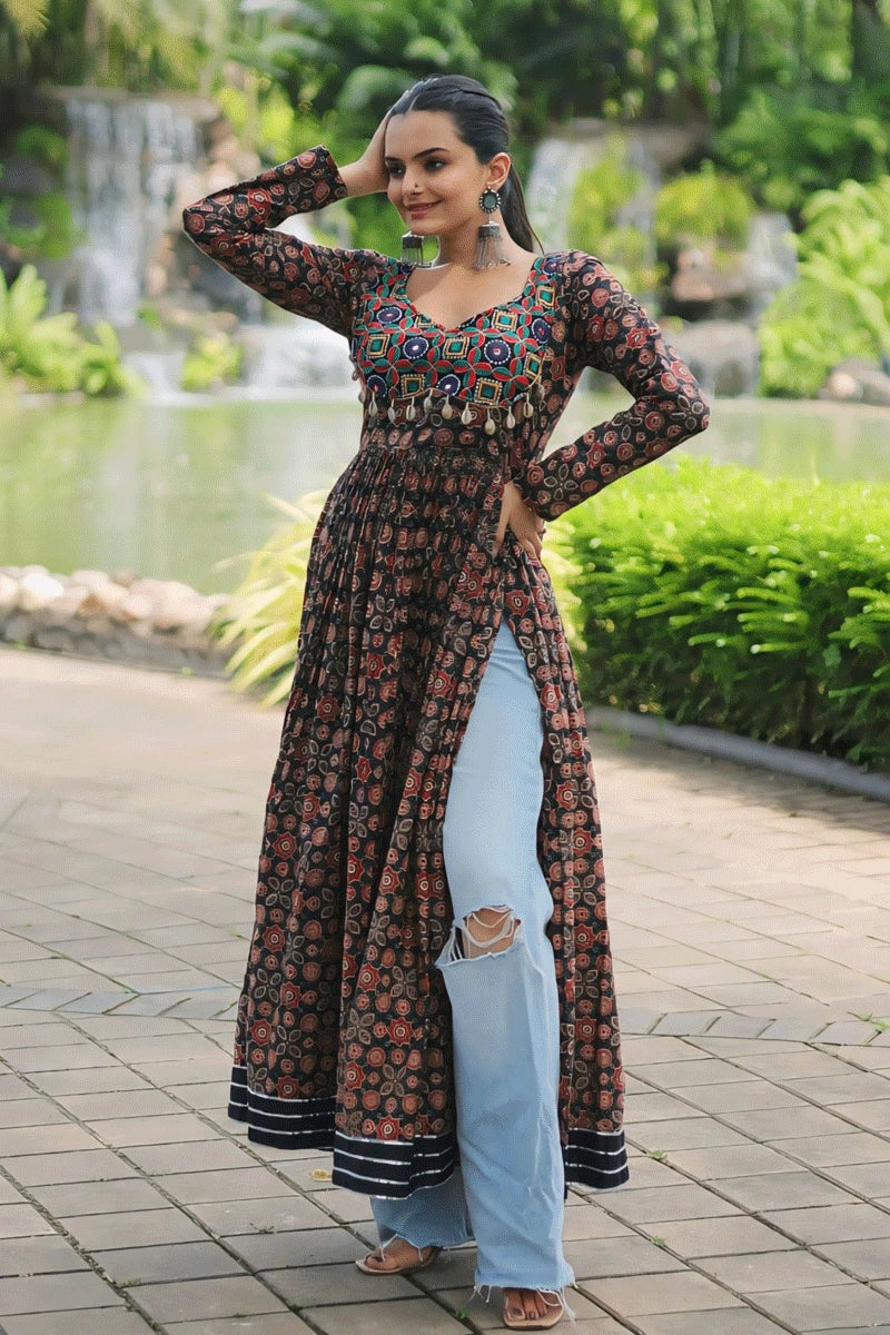 Navratri Special Side Cut Long Gown For Girls - Anaya Designer Studio Navratri Special Side Cut Long Gown For Girls - Anaya Designer Studio