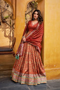 silk lehenga choli with print