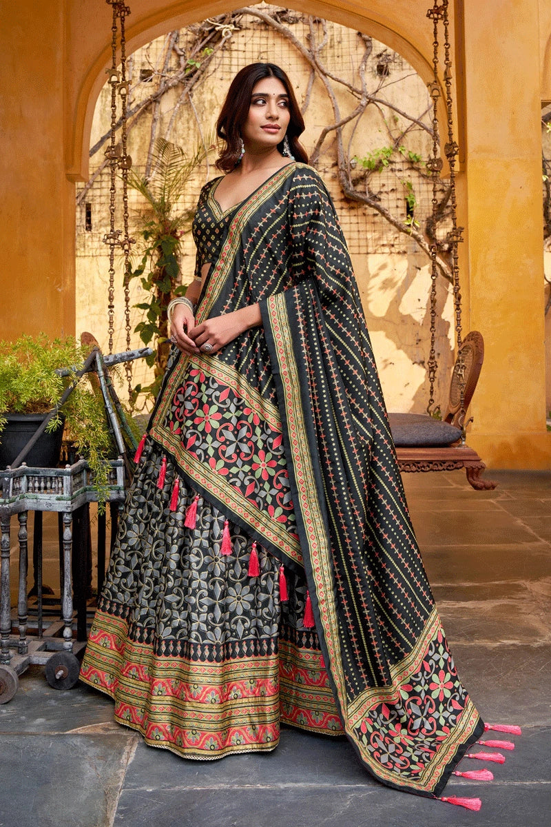 silk lehenga for wedding guest