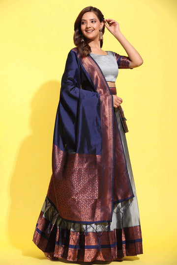 silver half saree for pongal