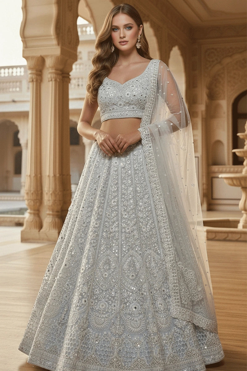 silver lehenga 