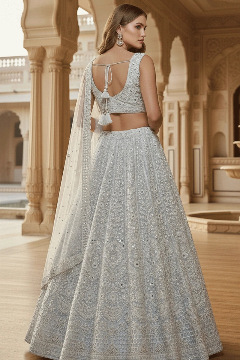 silver lehenga for wedding 