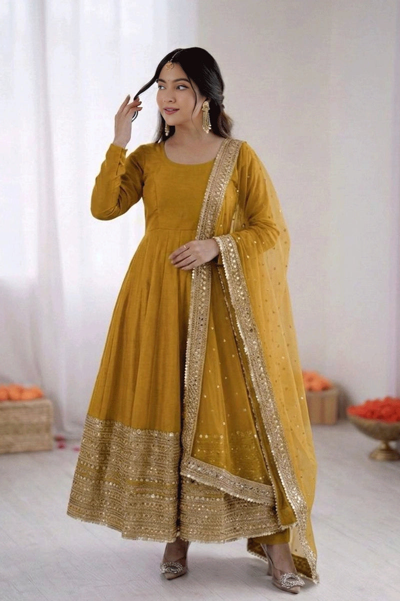 sister haldi special anarkali dress