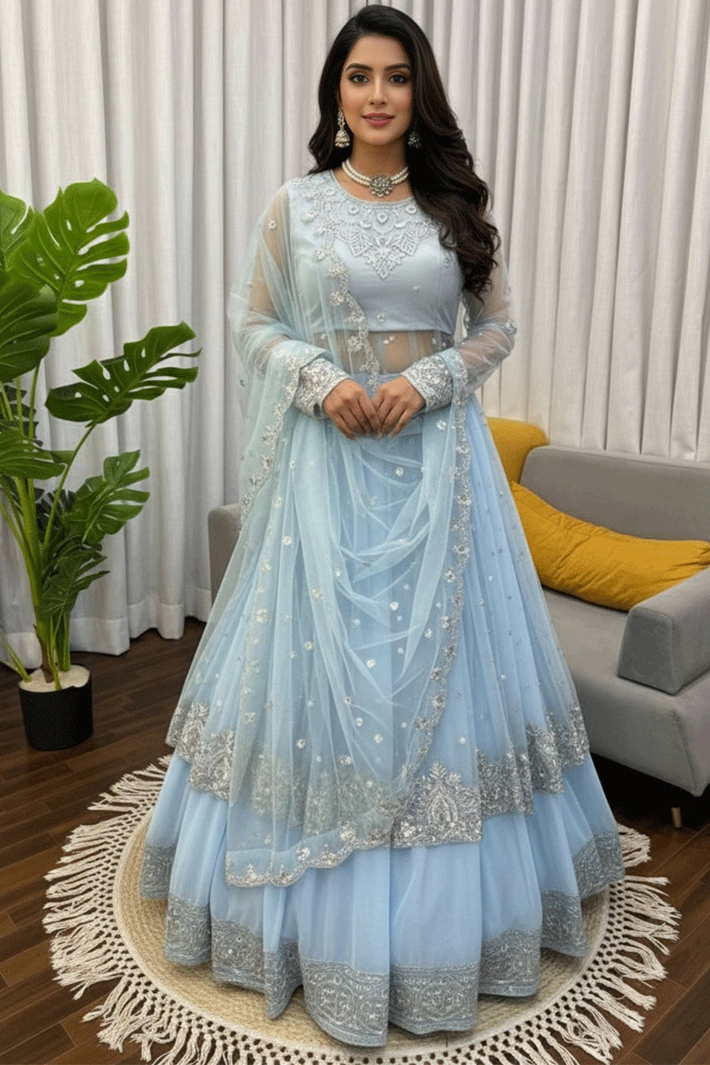 sku blue fully stitched gown 