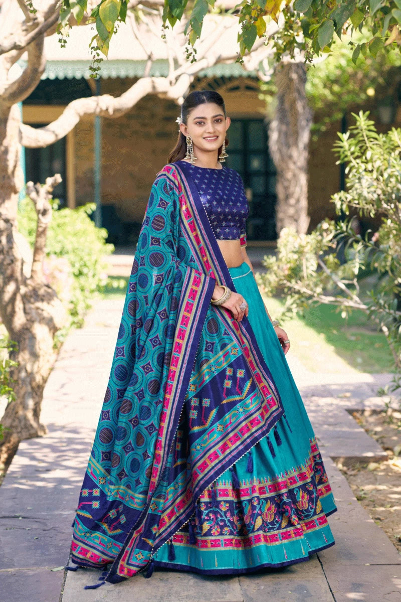 latest sky blue pavadai davani for girls