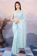 sky blue silk saree for women