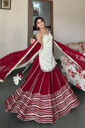 sleeveless mirror work top lehenga
