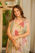 sleeveless organza silk suit