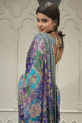 soft chinon saree with mirror work