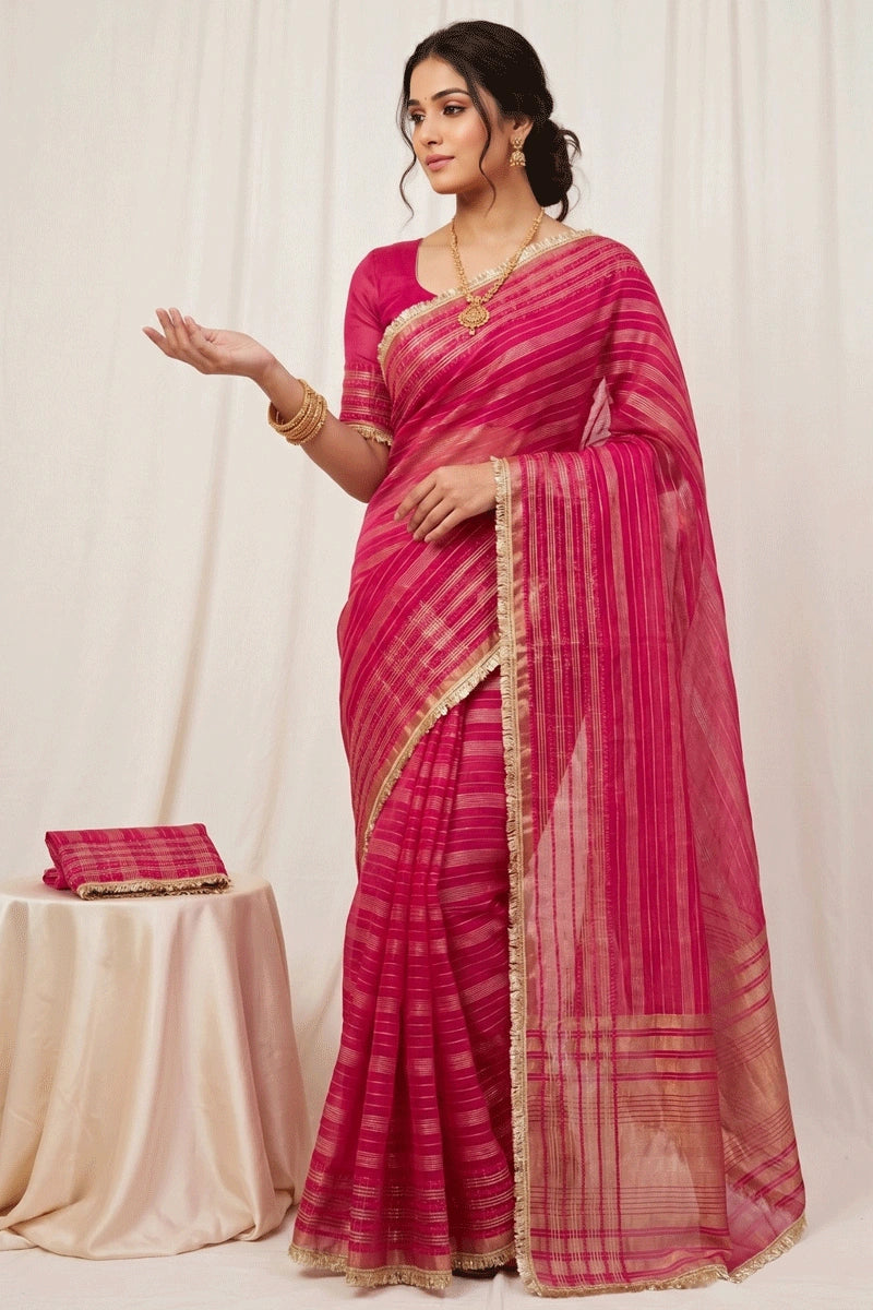 traditional tissue silk saree for wedding guest