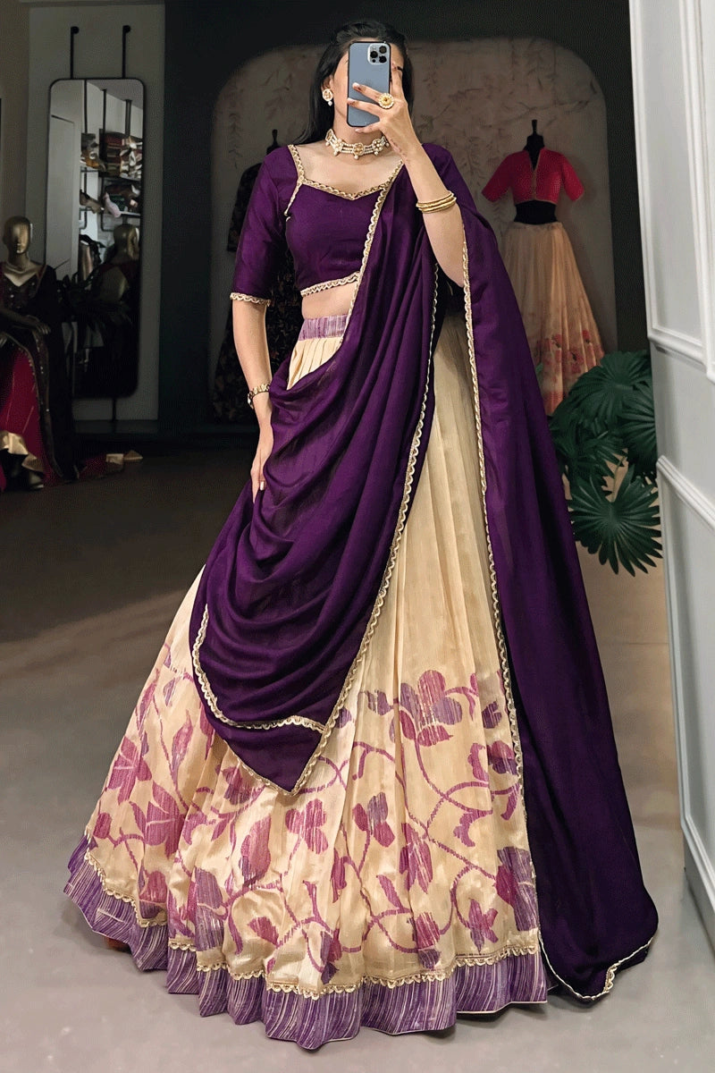 south indian style purple half saree 