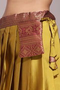 south indian yellow half saree lehenga with pocket