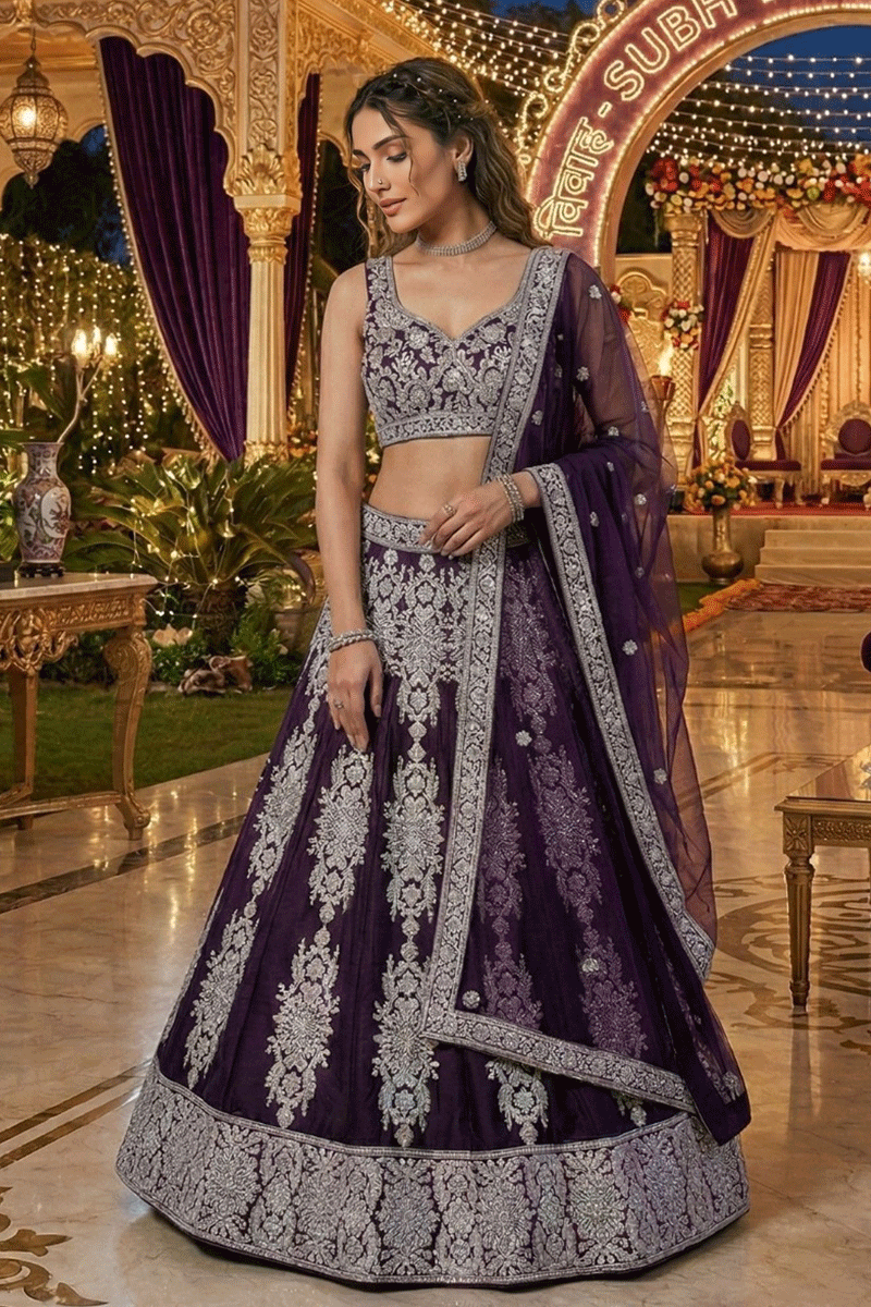 heavy sequin reception lehenga