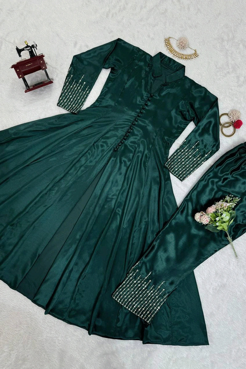 Dark Green Color Kurti Set For Mehendi Rasam - Anaya Designer Studio Dark Green Color Kurti Set For Mehendi Rasam - Anaya Designer Studio