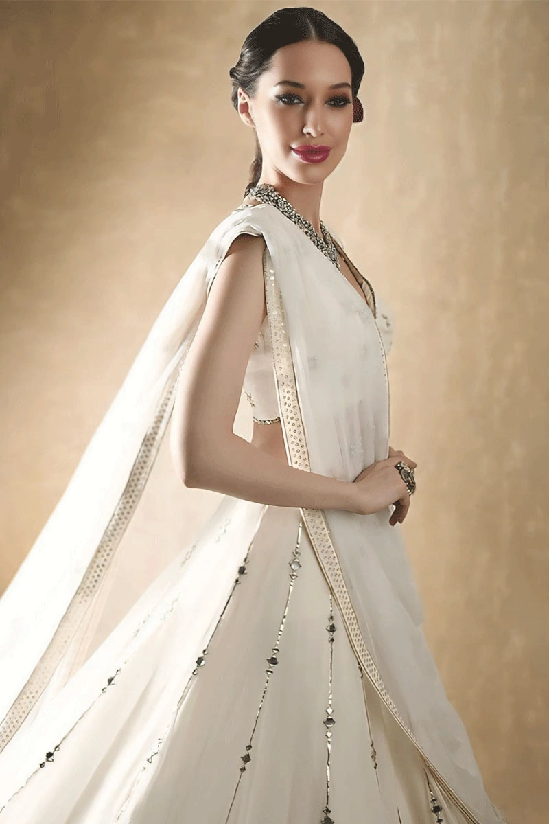 special reception off white lehenga