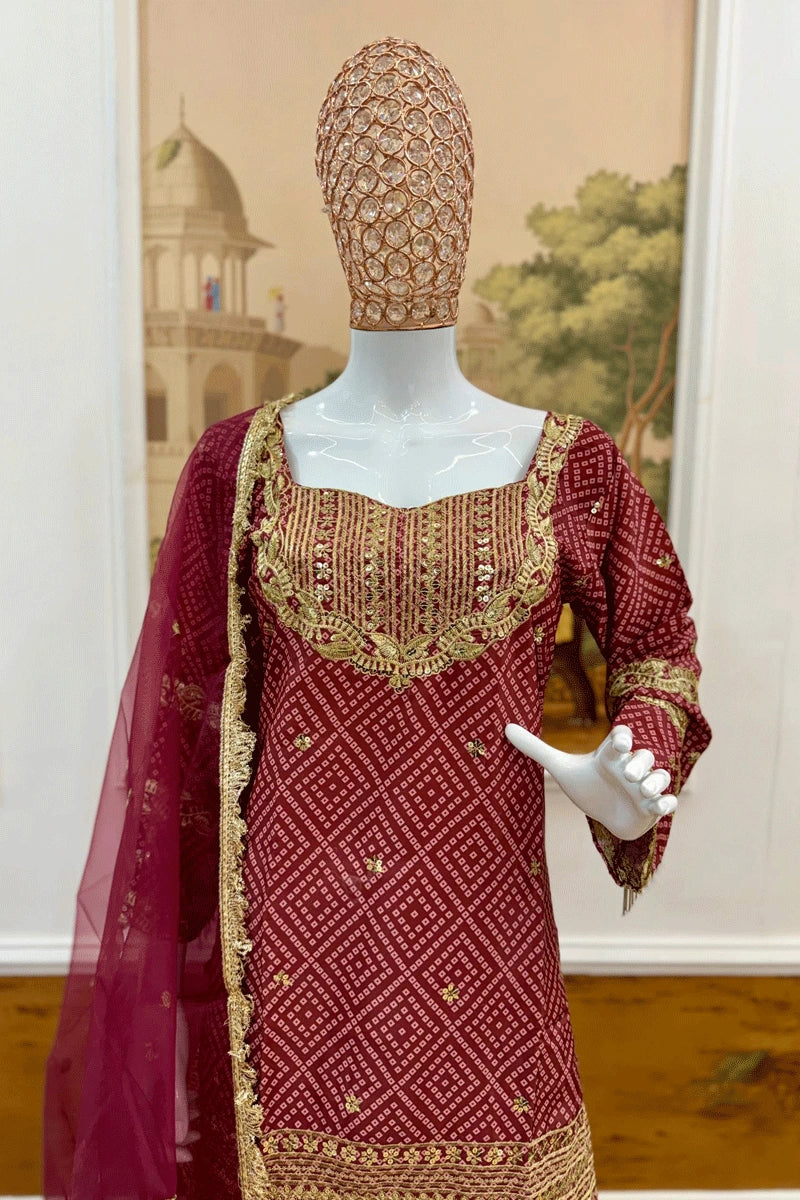 stylish bandhani print outfit