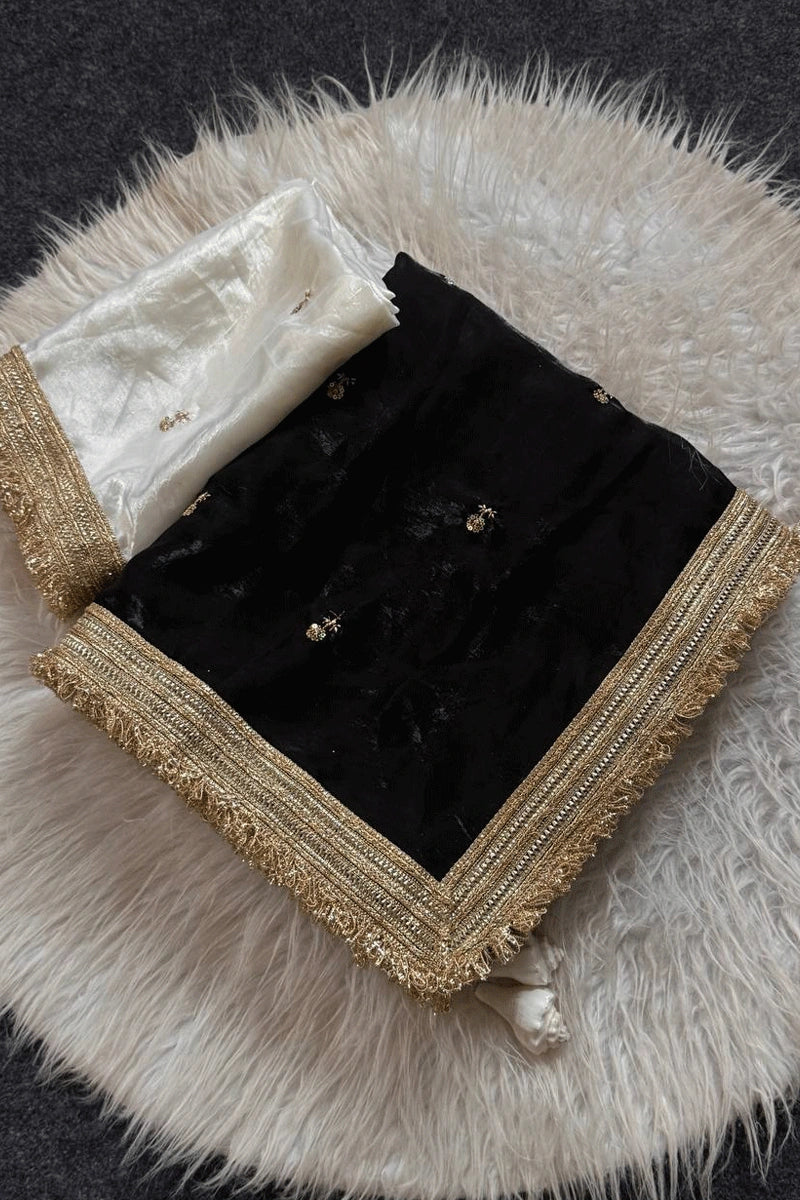 stylish black saree for party