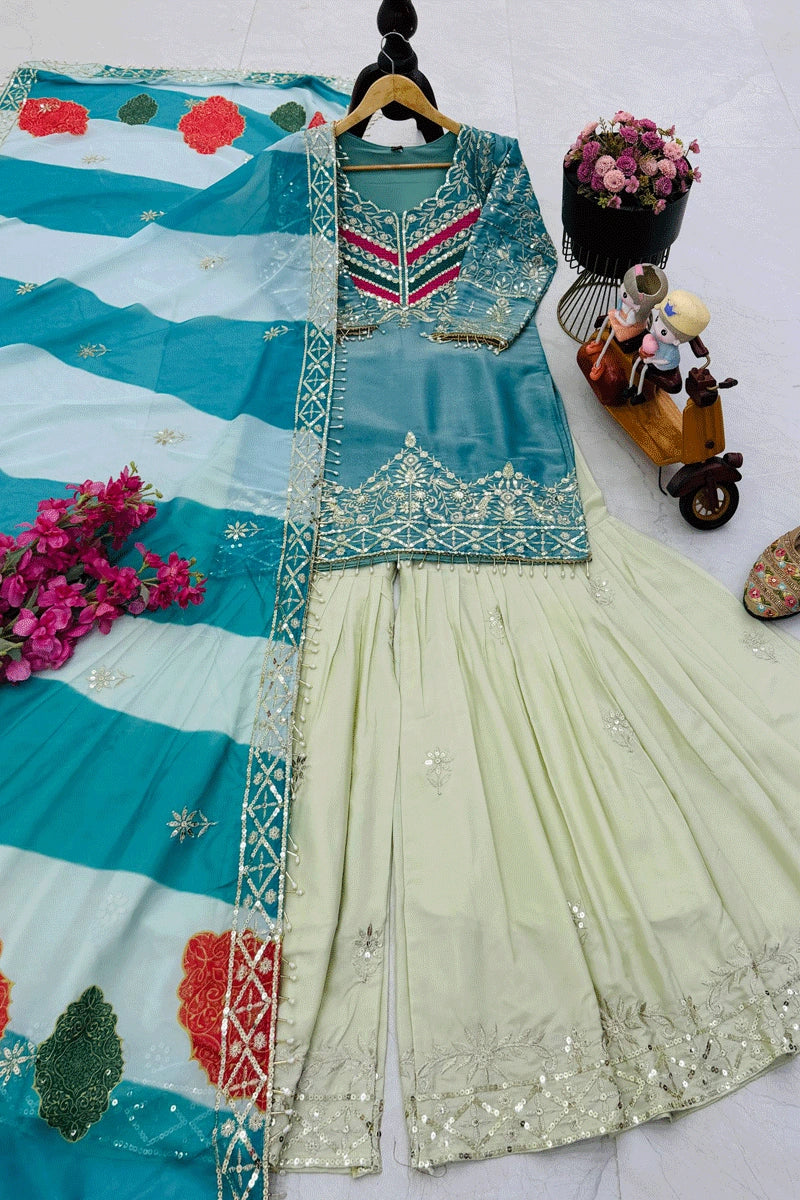 stylish embroidery plazo dress