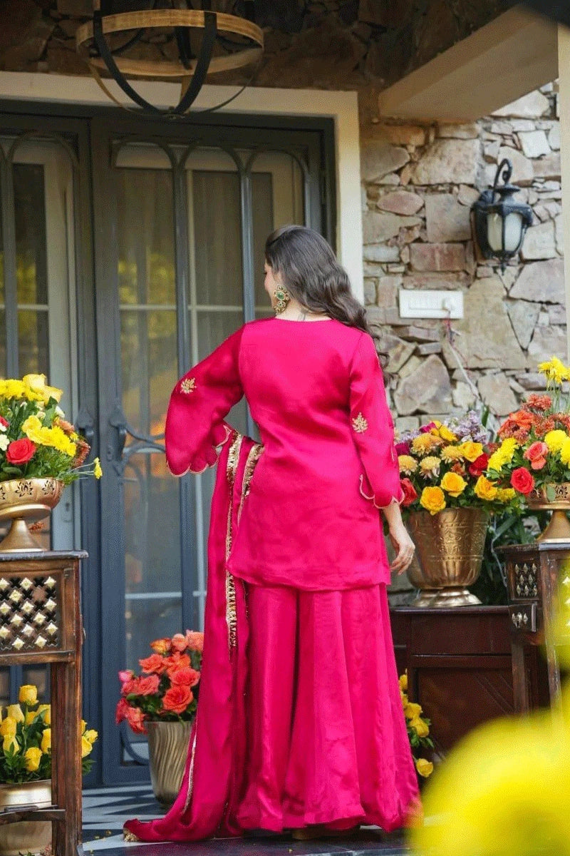 stylish pink kurta with plazo