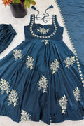 stylish teal anarkali outfit
