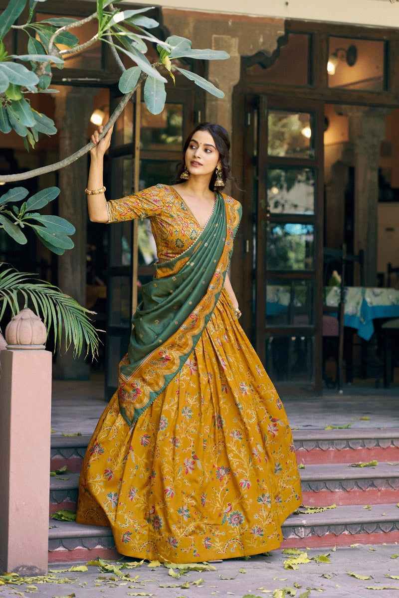 tasar silk half saree for women